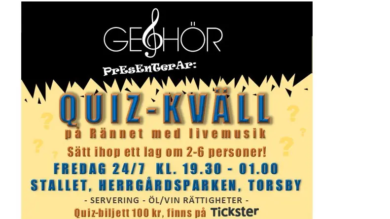 Quiz Night with Live Music — RÄNNET, Ge&Hör., Torsby