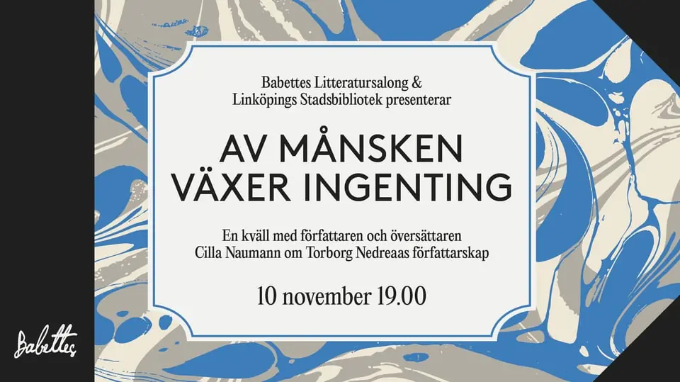 Literature Salon on Torborg Nedreaas — Babettes Kulturpalats, Linköping