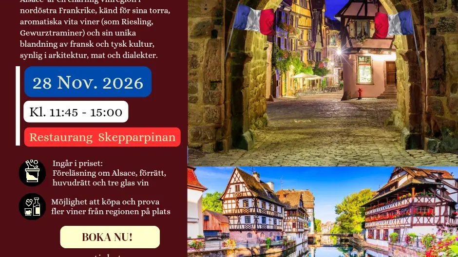 Alsace Wine Lunch — Restaurang Skepparpinan, MOTALA