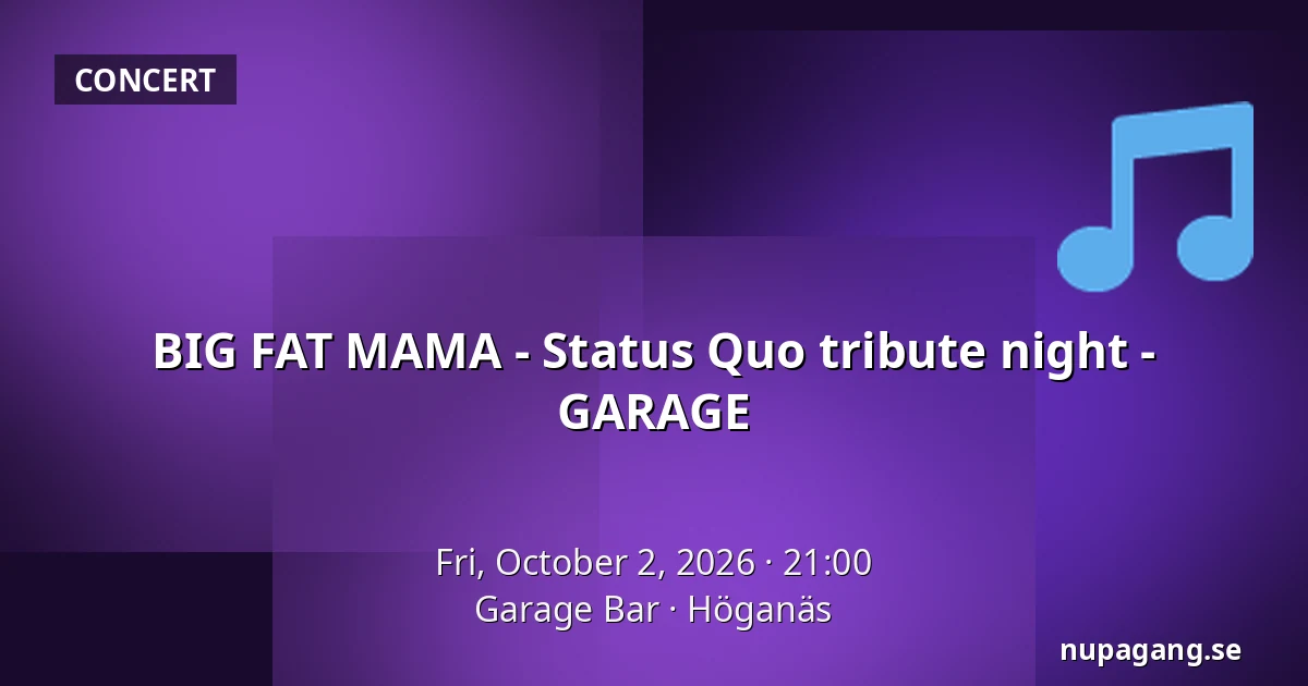 BIG FAT MAMA - Status Quo tribute night - GARAGE — Garage Bar, Höganäs