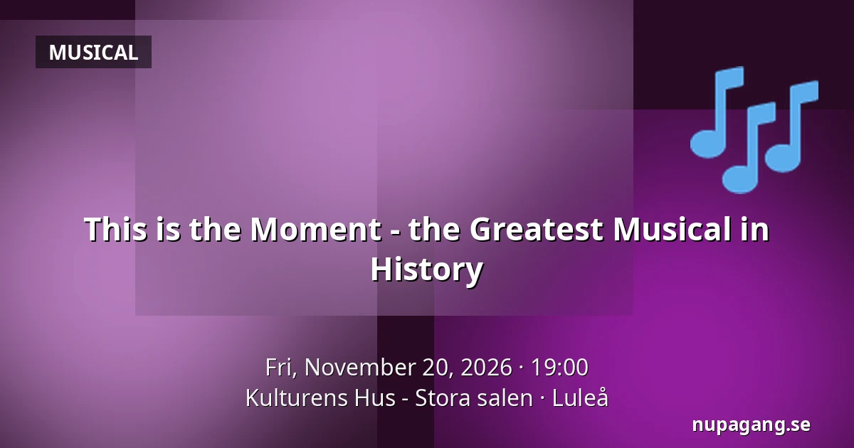 This is the Moment - the Greatest Musical in History — Kulturens Hus - Stora salen, Luleå
