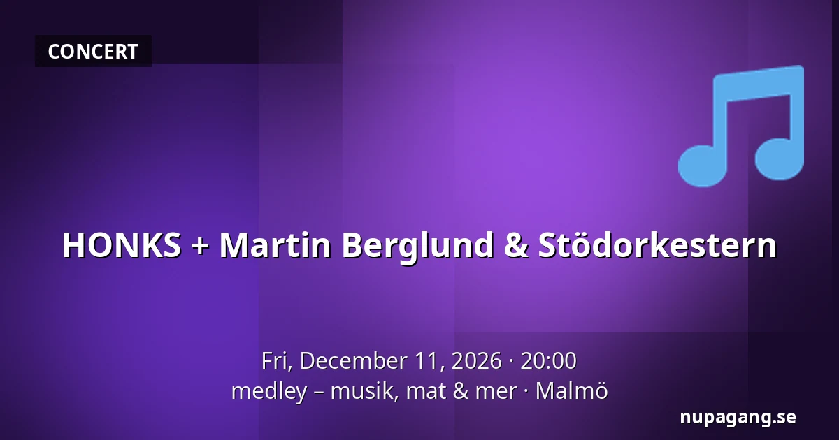 HONKS + Martin Berglund & Stödorkestern — medley – musik, mat & mer, Malmö