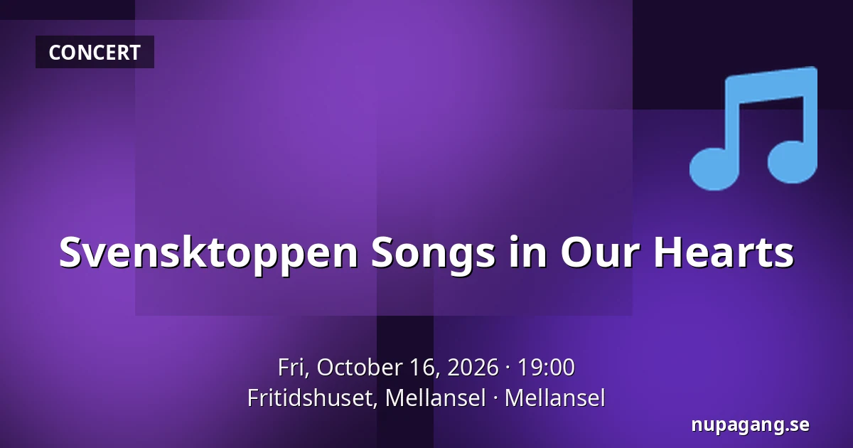Svensktoppen Songs in Our Hearts — Fritidshuset, Mellansel, Mellansel