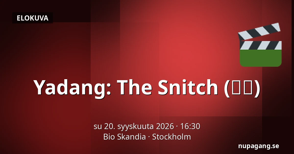 Yadang: The Snitch (야당) — Bio Skandia, Tukholma