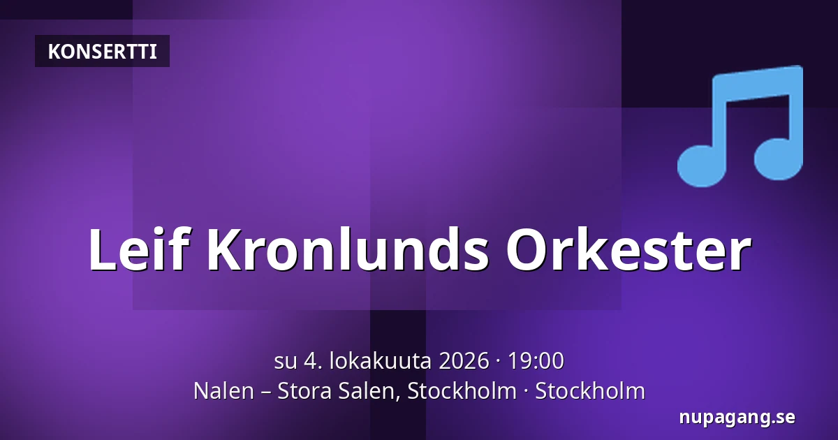 Leif Kronlunds Orkester — Nalen – Stora Salen, Stockholm, Tukholma