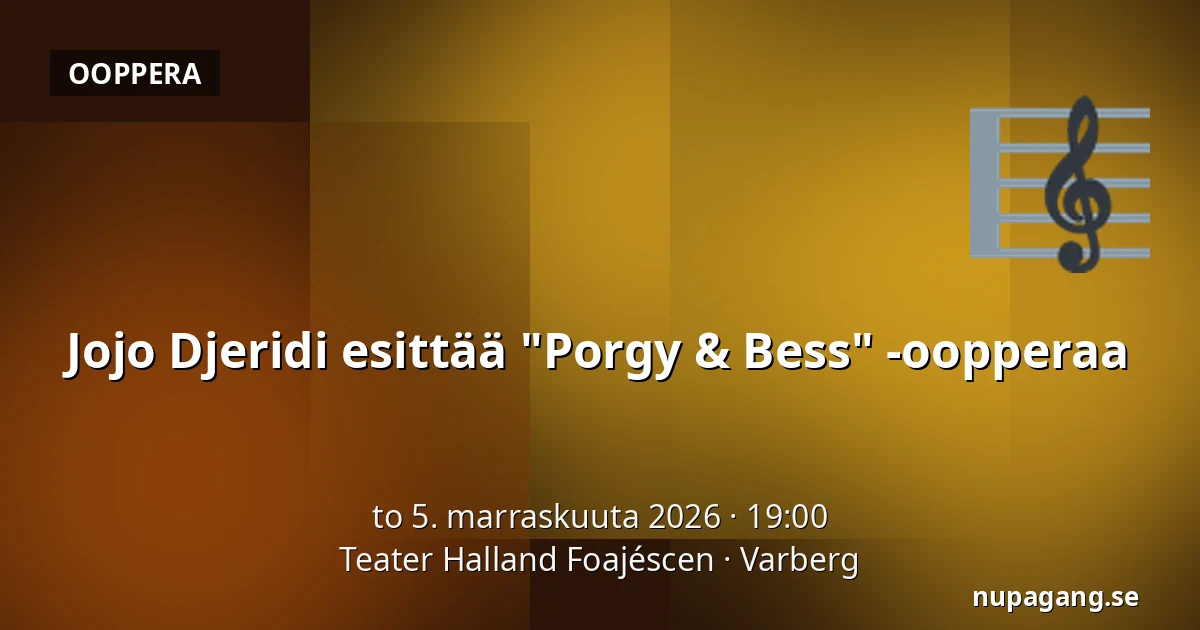 Jojo Djeridi esittää "Porgy & Bess" -oopperaa — Teater Halland Foajéscen, Varberg