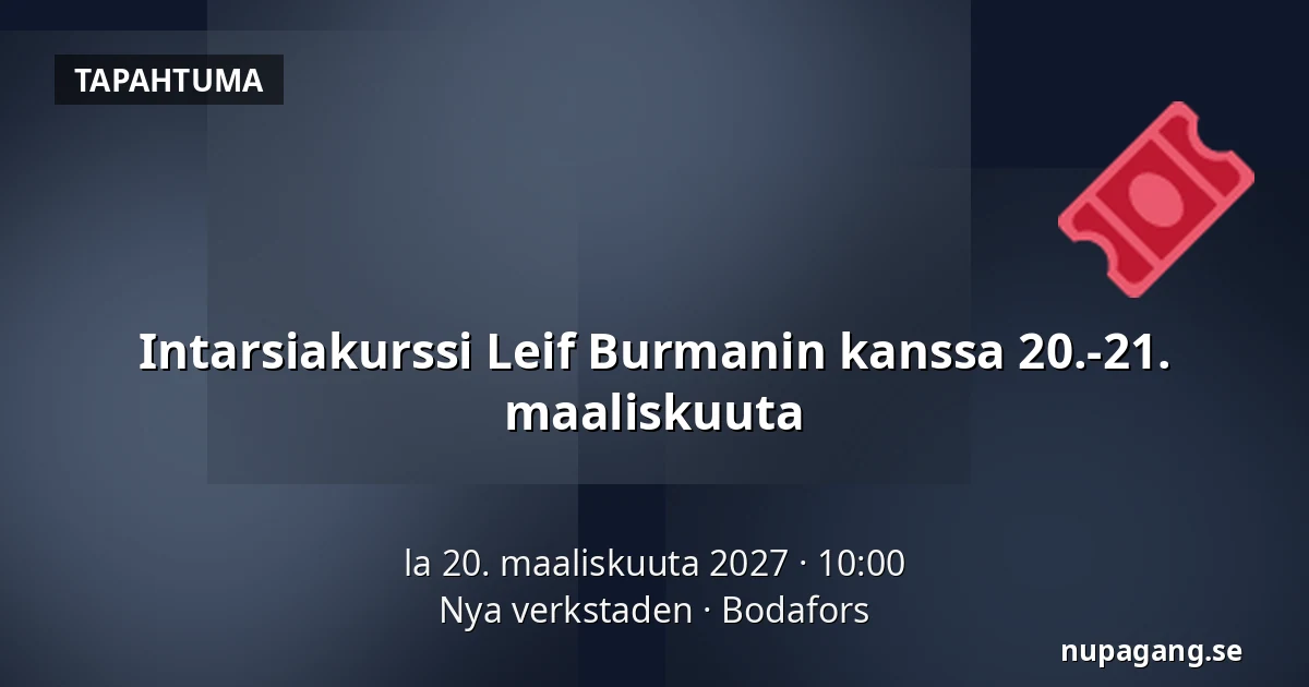 Intarsiakurssi Leif Burmanin kanssa 20.-21. maaliskuuta — Nya verkstaden, Bodafors