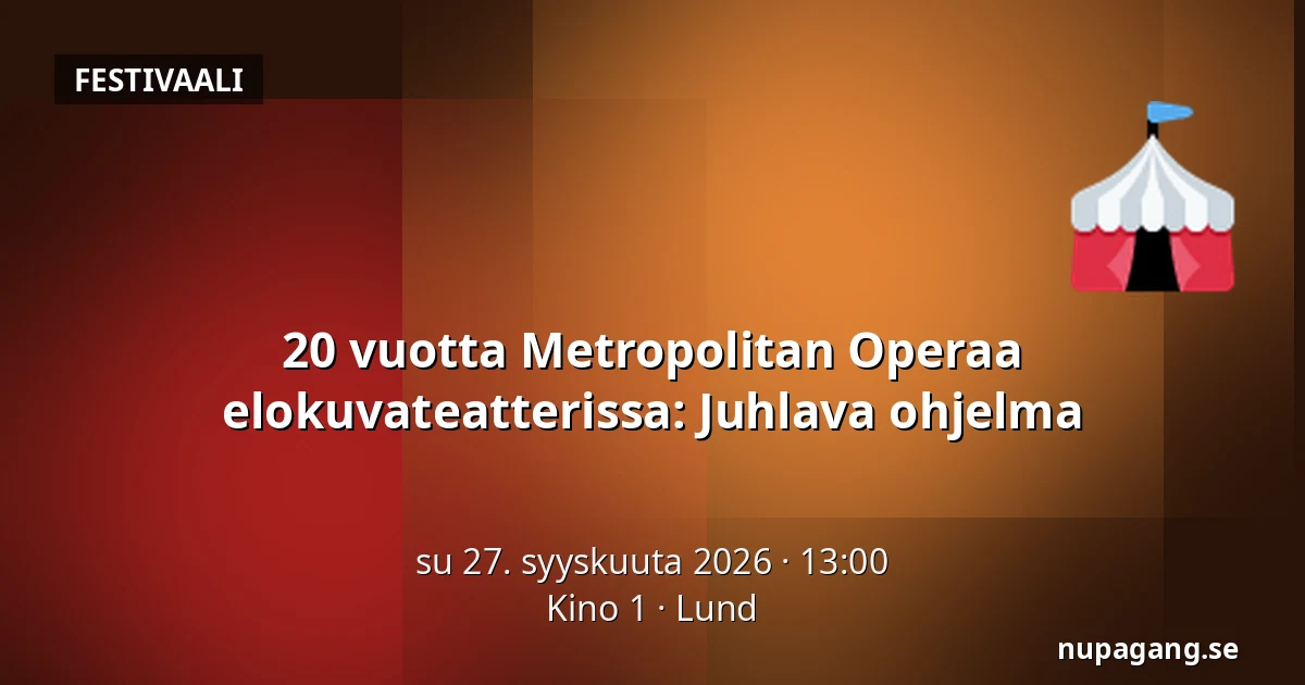20 vuotta Metropolitan Operaa elokuvateatterissa: Juhlava ohjelma — Kino 1, Lund