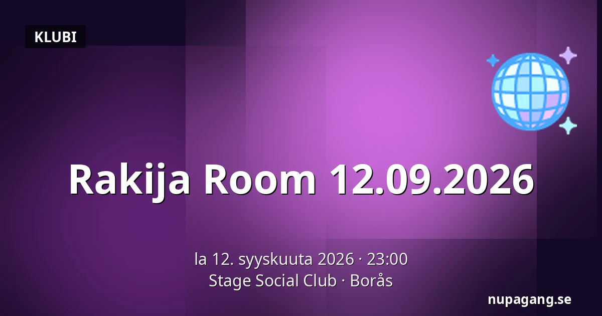 Rakija Room 12.09.2026 — Stage Social Club, Borås