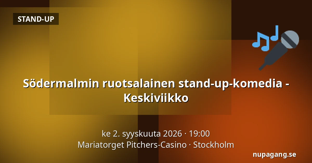 Södermalmin ruotsalainen stand-up-komedia - Keskiviikko — Mariatorget Pitchers-Casino, Tukholma