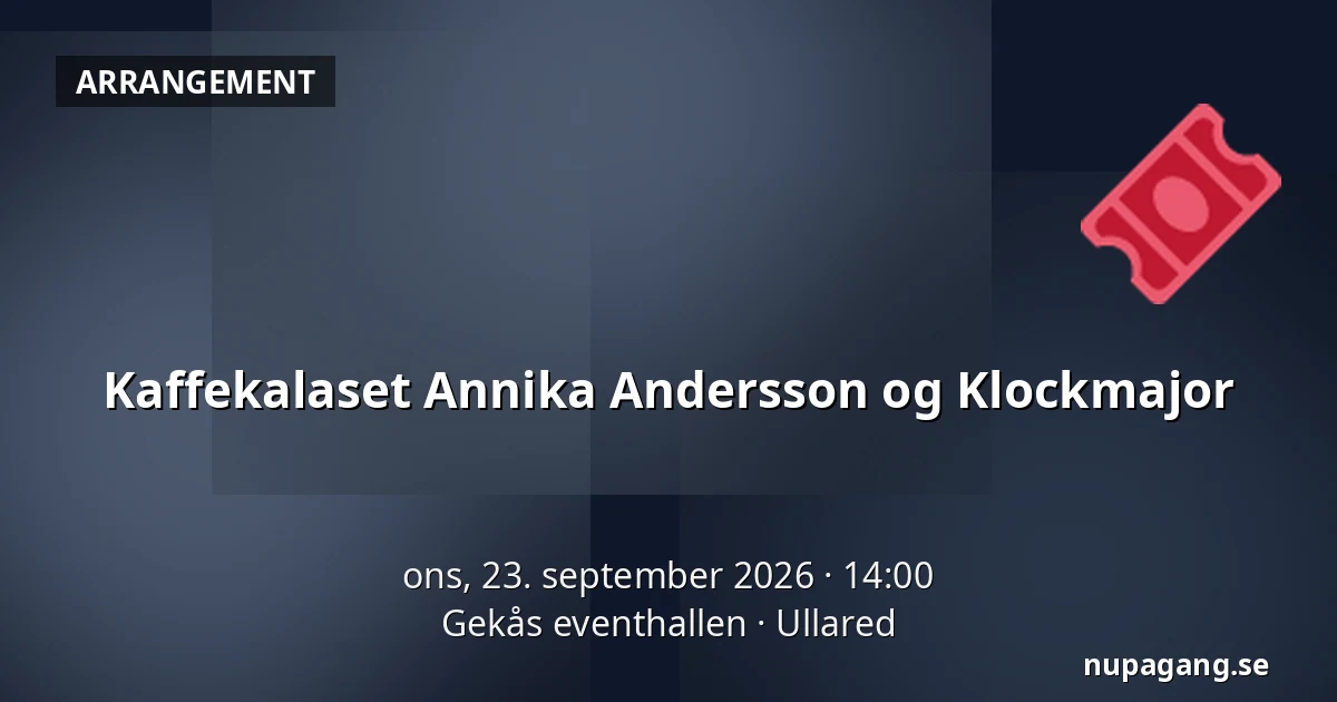 Kaffekalaset Annika Andersson og Klockmajor — Gekås eventhallen, Ullared