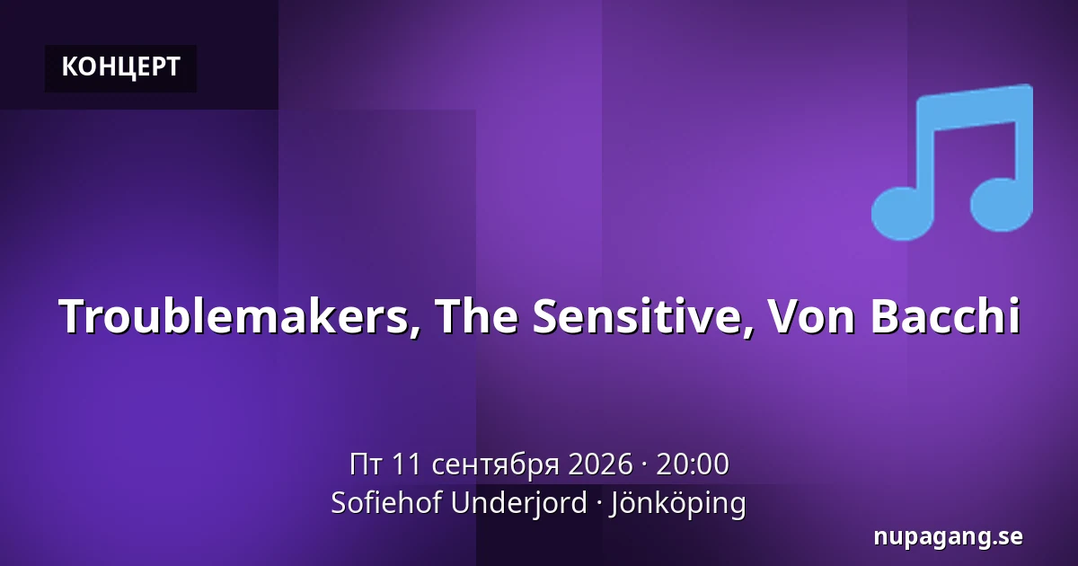 Troublemakers, The Sensitive, Von Bacchi — Sofiehof Underjord, Йёнчёпинг