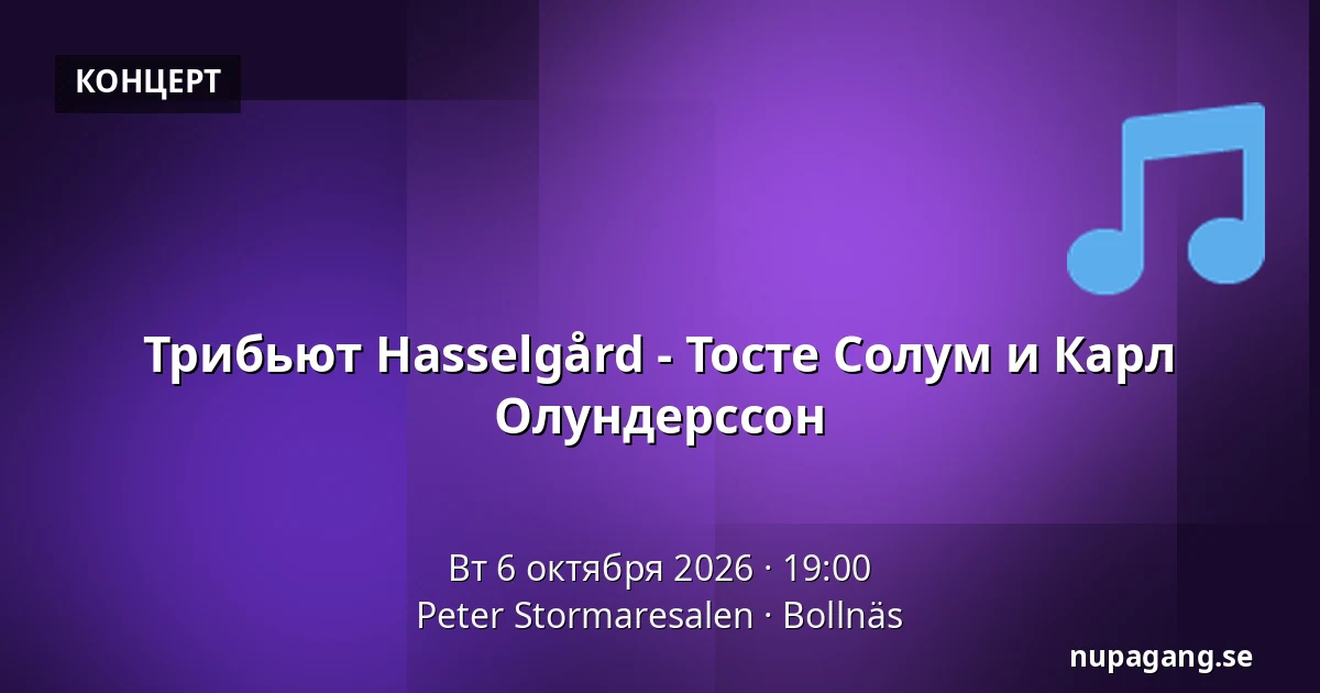 Трибьют Hasselgård - Тосте Солум и Карл Олундерссон — Peter Stormaresalen, Болльнэс