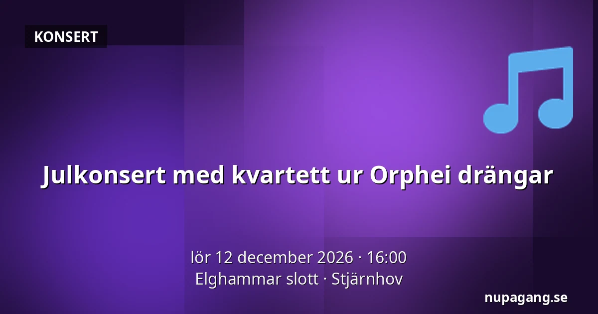 Julkonsert med kvartett ur Orphei drängar — Elghammar slott, Stjärnhov