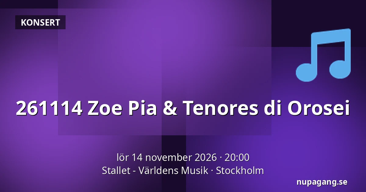 261114 Zoe Pia & Tenores di Orosei — Stallet - Världens Musik, Stockholm