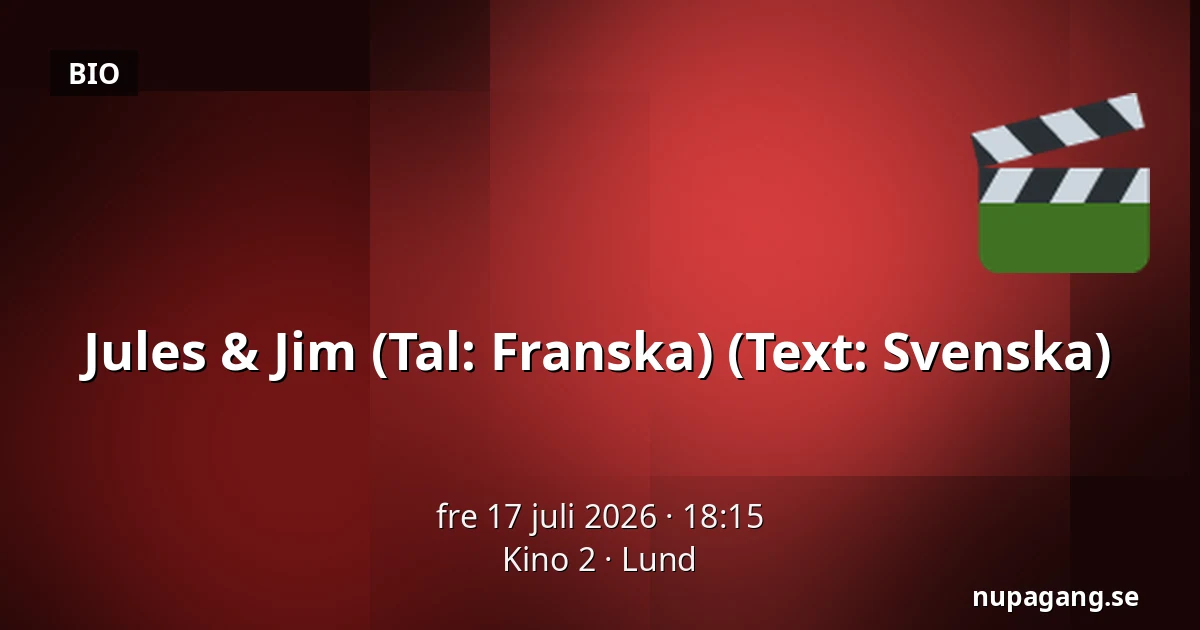 Jules & Jim  (Tal: Franska) (Text: Svenska) — Kino 2, Lund