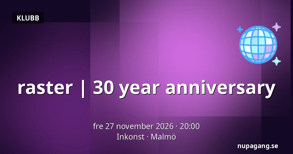 raster | 30 year anniversary — Inkonst, Malmö