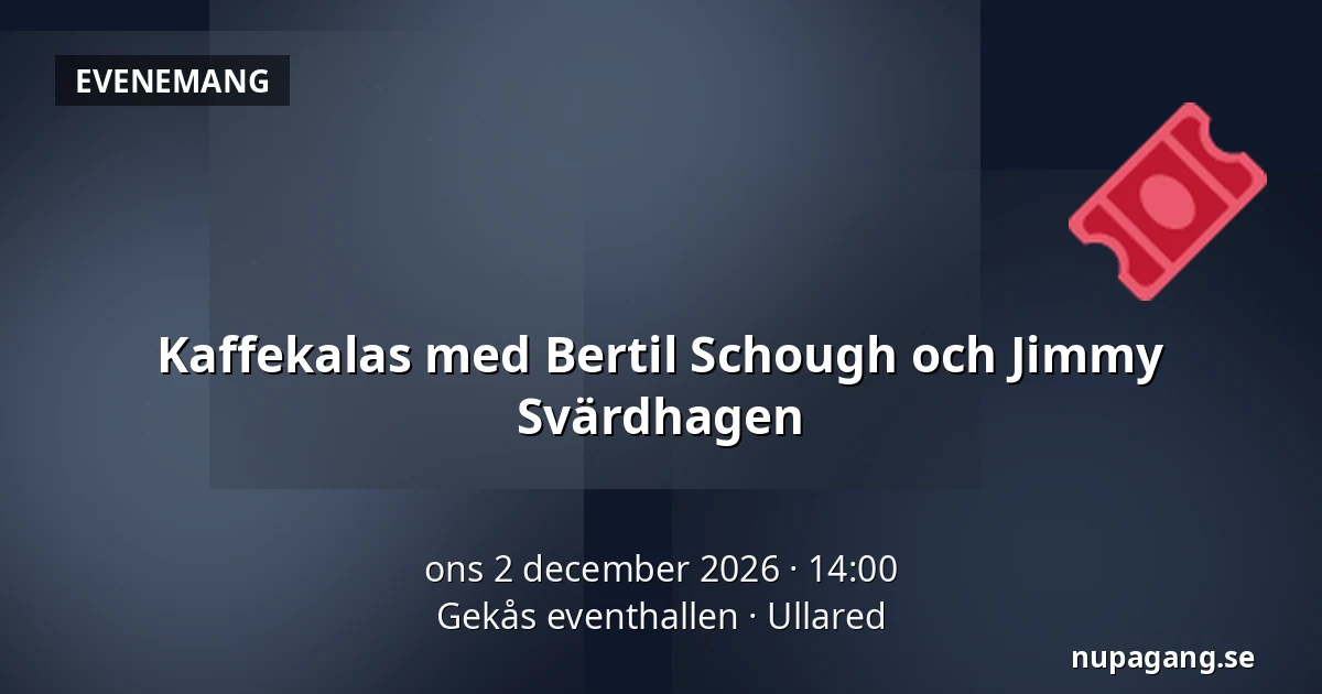 Kaffekalas med Bertil Schough och Jimmy Svärdhagen — Gekås eventhallen, Ullared