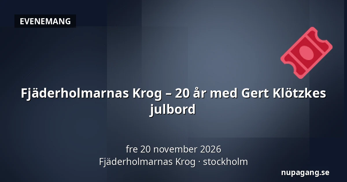 Fjäderholmarnas Krog – 20 år med Gert Klötzkes julbord — Fjäderholmarnas Krog, stockholm